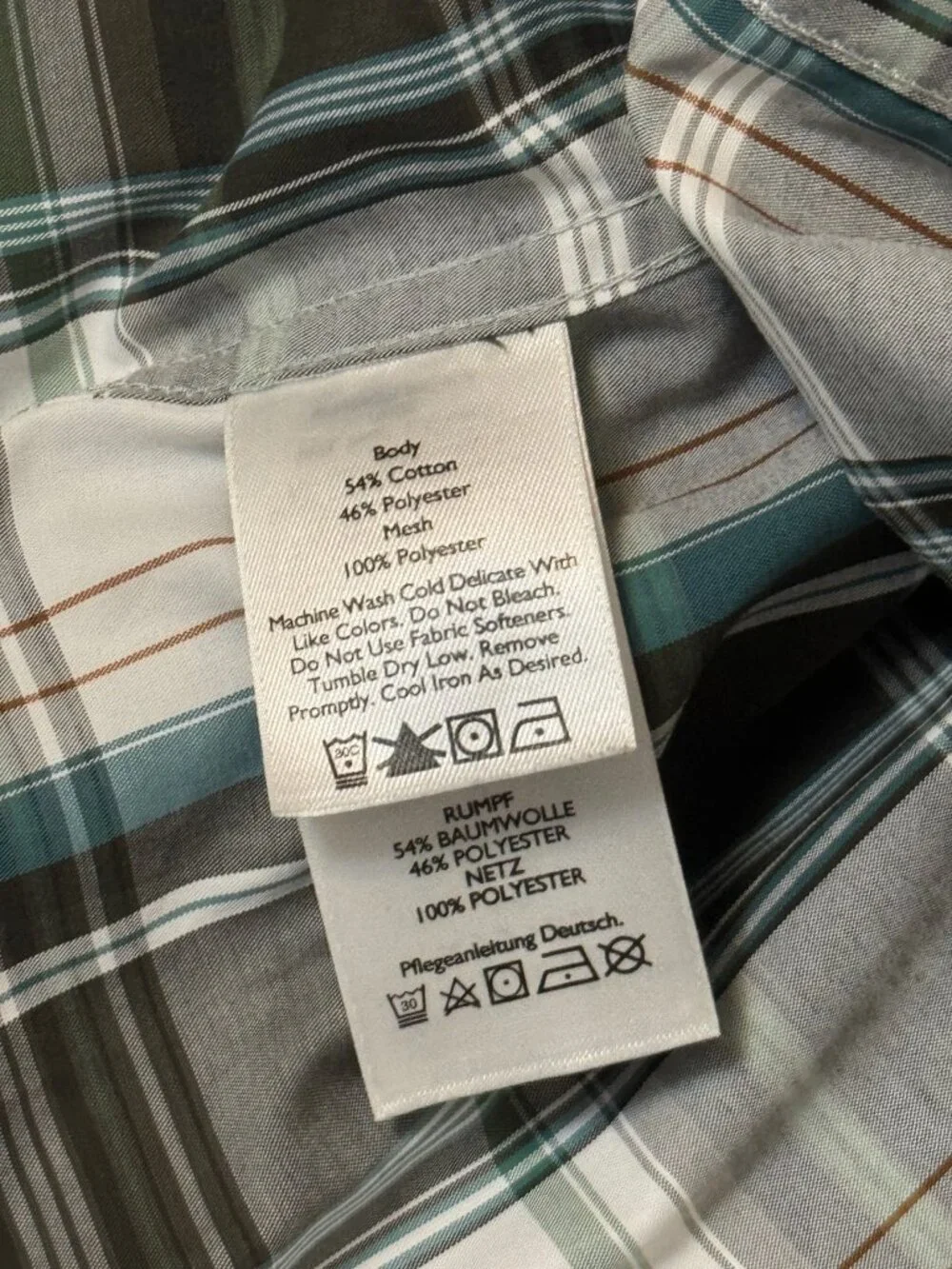 Eddie Bauer Shirt Mens LT Classic Fit Plaid Button Up Long Sleeve Green Gray - Picture 5 of 9